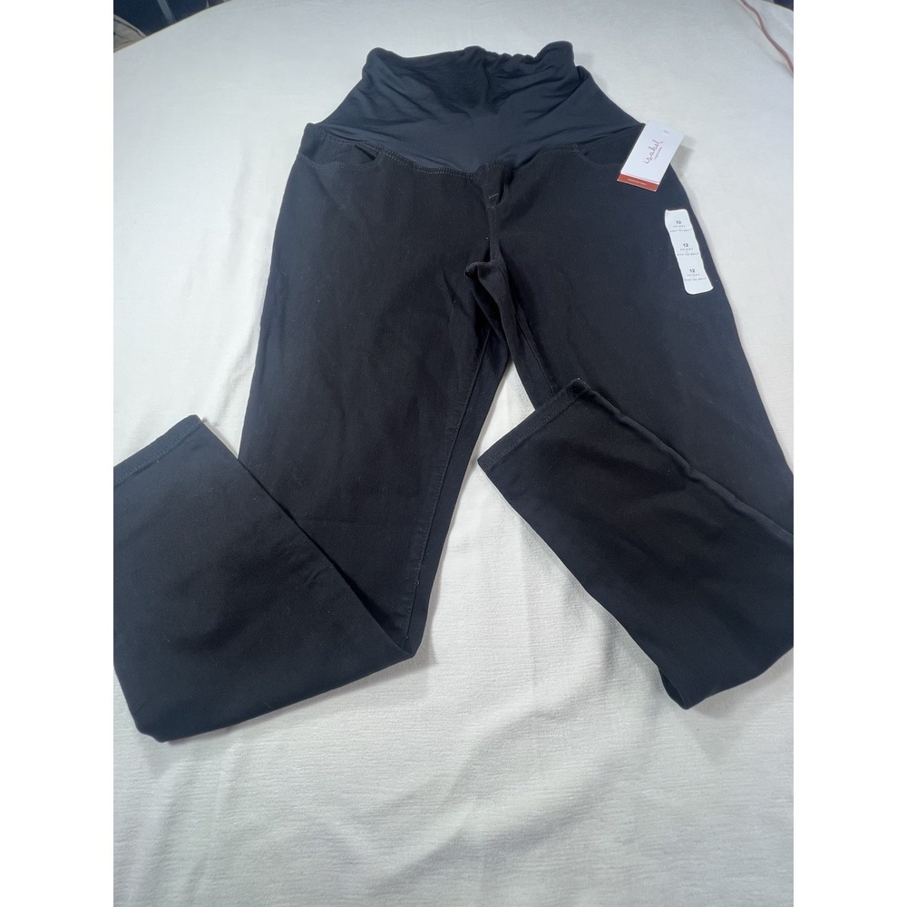 Isabel Maternity Women's Size 12 Over Belly Skinny Maternity Jeans Black